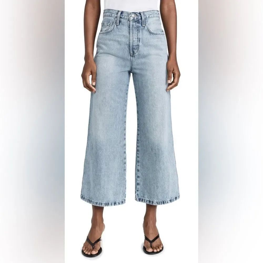 FAVORITE DAUGHTER The Masha Super High Rise Wide Leg Crop Jeans Size 27 -Stained